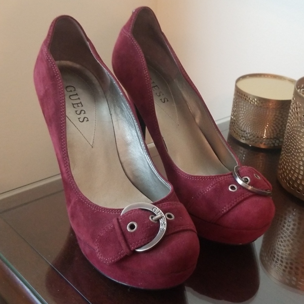 Guess Burgundy Heels Size 7